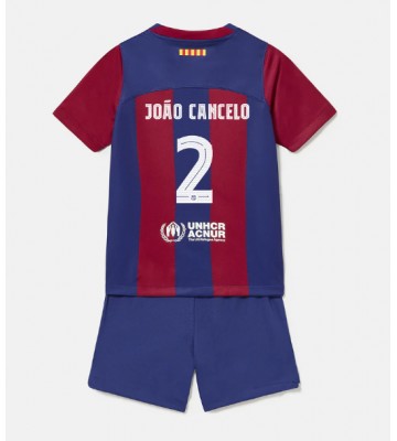 Barcelona Joao Cancelo #2 Koti Pelipaita Lasten 2023-24 Lyhyet Hihat (+ Lyhyet housut)